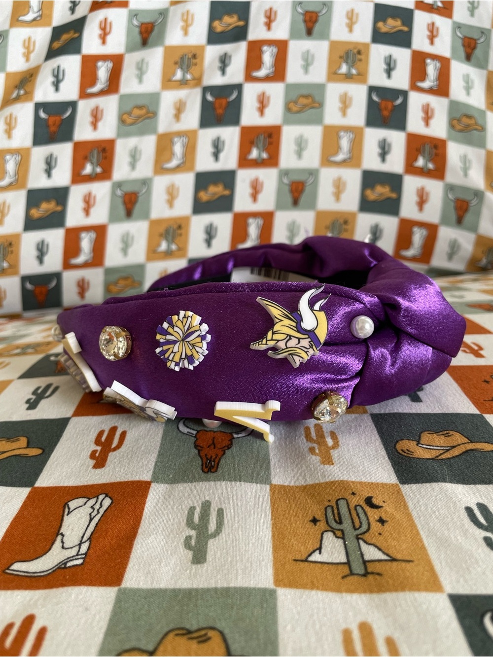 Minnesota Vikings Purple Embellished Satin Headband with Charms